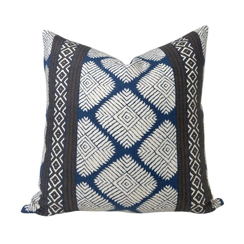 Austin Pillow Cover in Brown + Navy