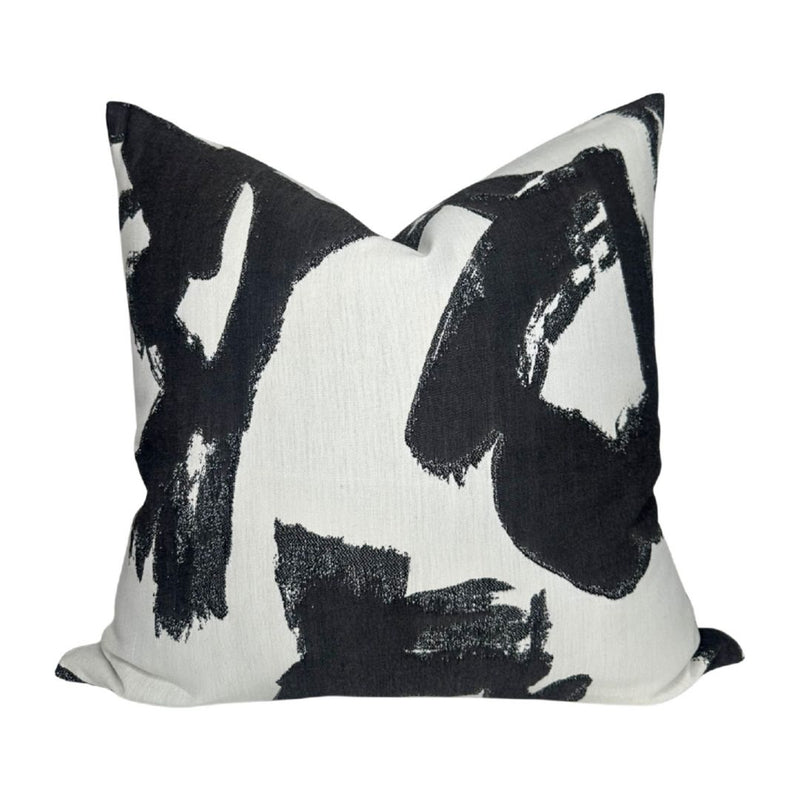 Brushstrokes Pillow Cover in Ebony, Indoor Outdoor Pillows