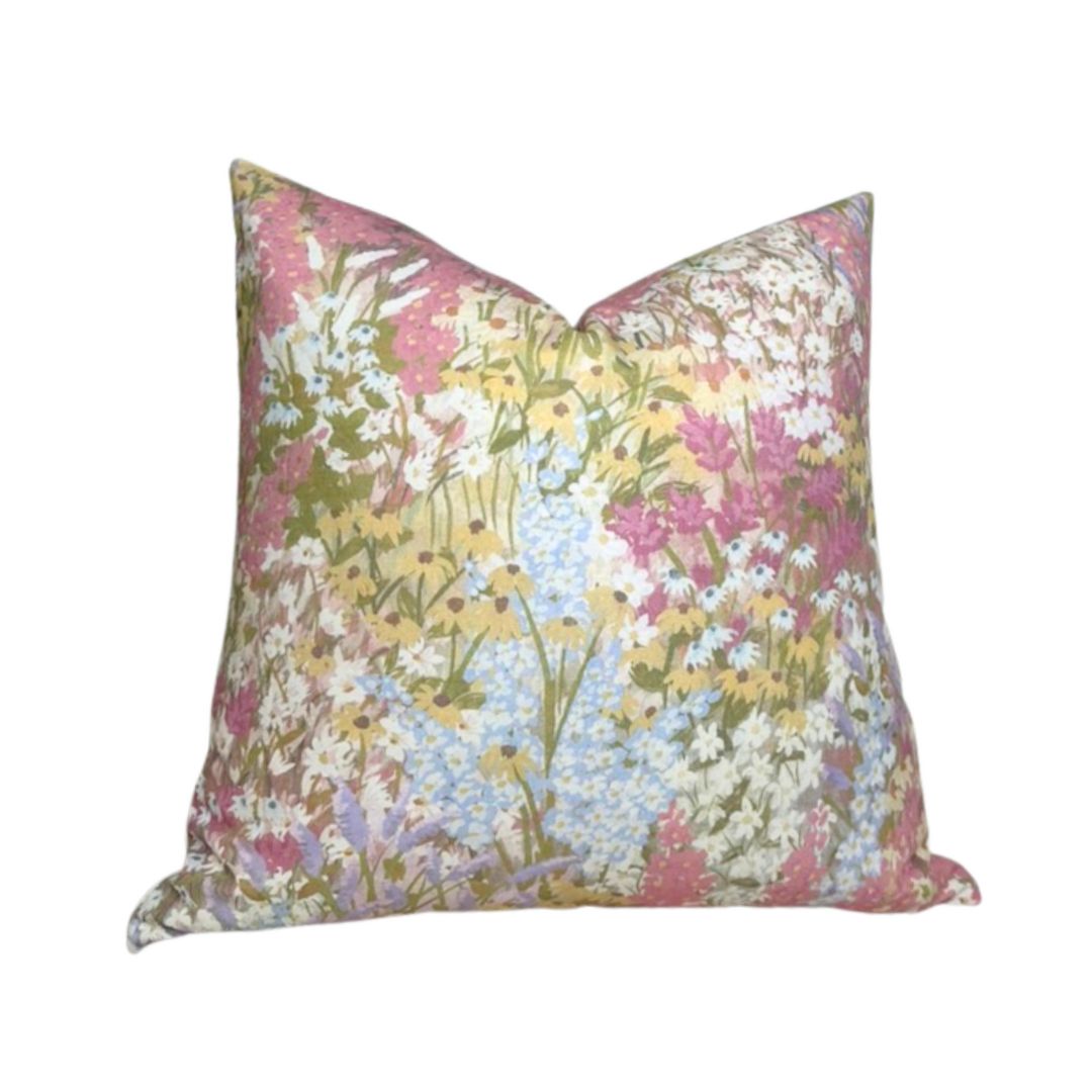 Fleur Linen Pillow Cover in Blush
