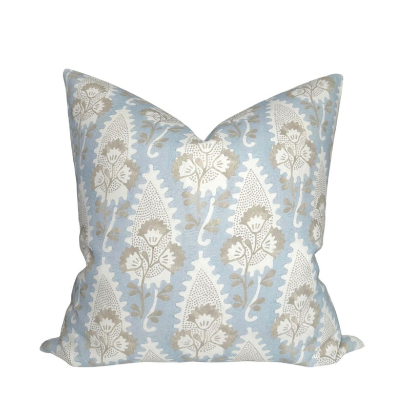 Cornwall Floral Pillow Cover in Sky Blue