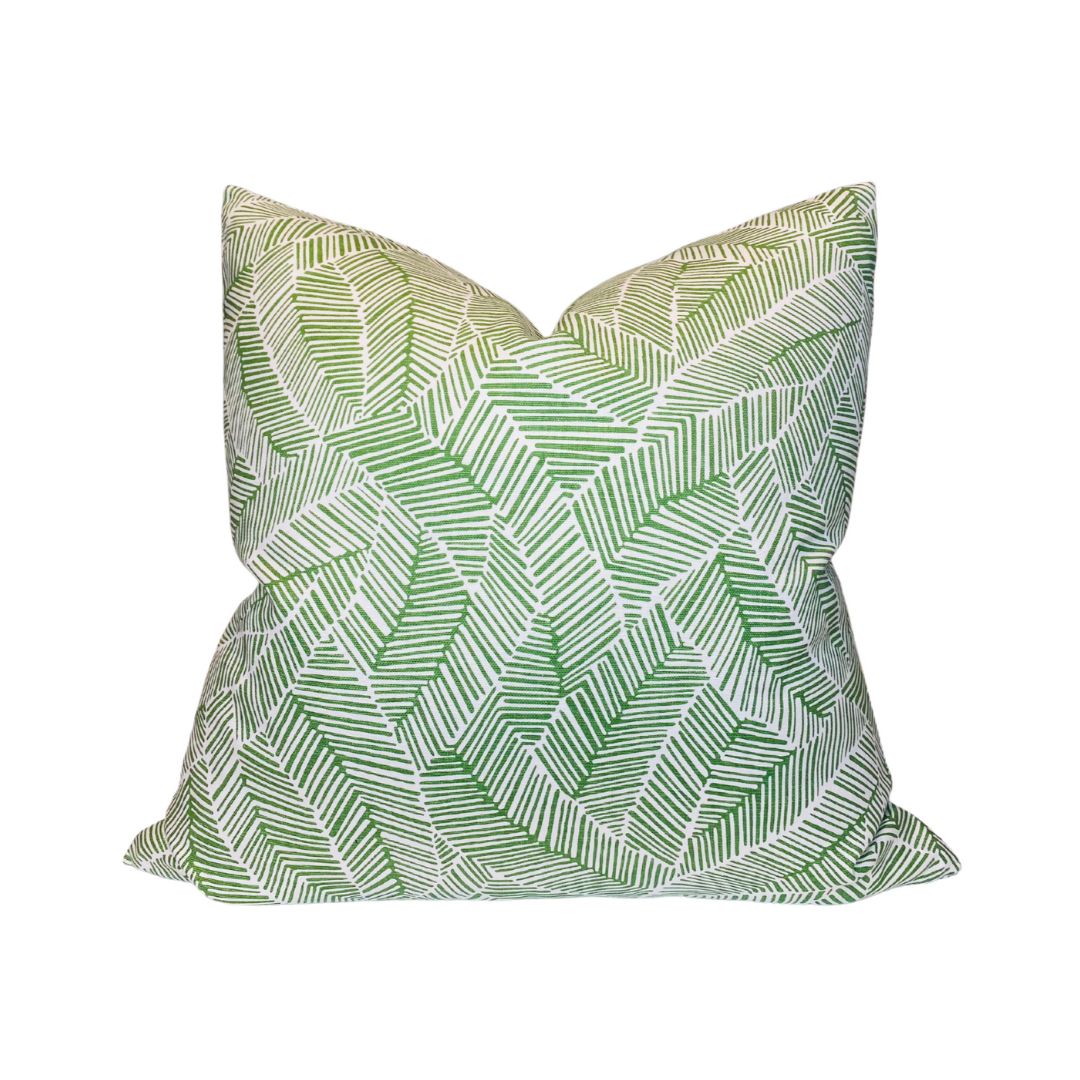 Abstract Leaf Pillow Cover in Leaf Green, Schumacher Textiles