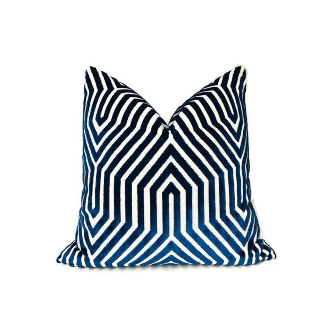 Vanderbilt Velvet Pillow Cover in Navy Blue, Schumacher Textiles