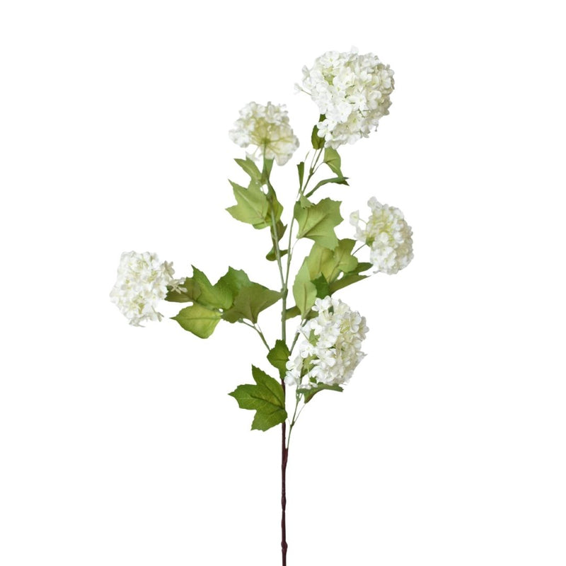 34" Faux White Snowball Hydrangea Stem