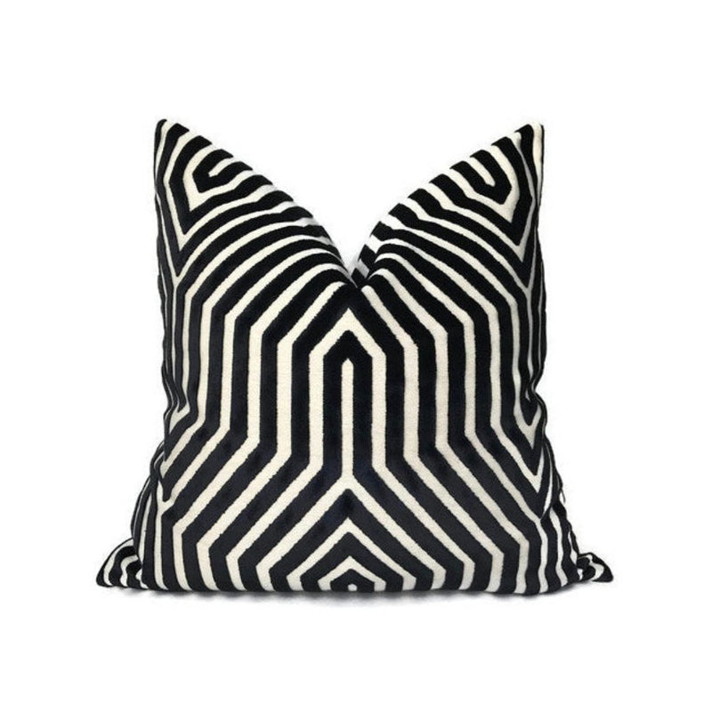 Vanderbilt Pillow Cover in Noir Black, Schumacher Textiles
