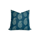 Kashmir Paisley Floral Pillow Cover in Indigo Blue, Peter Dunham Textiles