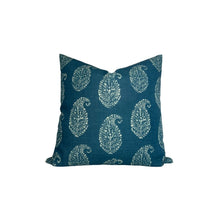 Kashmir Paisley Floral Pillow Cover in Indigo Blue, Peter Dunham Textiles