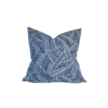 Abstract Leaf Pillow Cover in Navy Blue, Schumacher Textiles