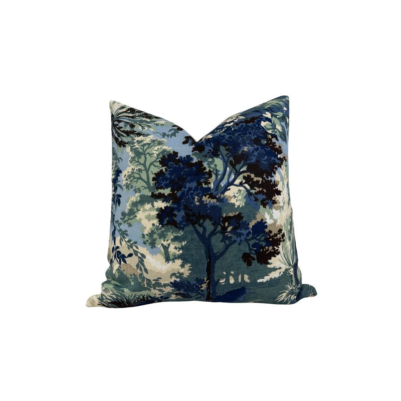Lincoln Toile Pillow Cover in Navy and Green