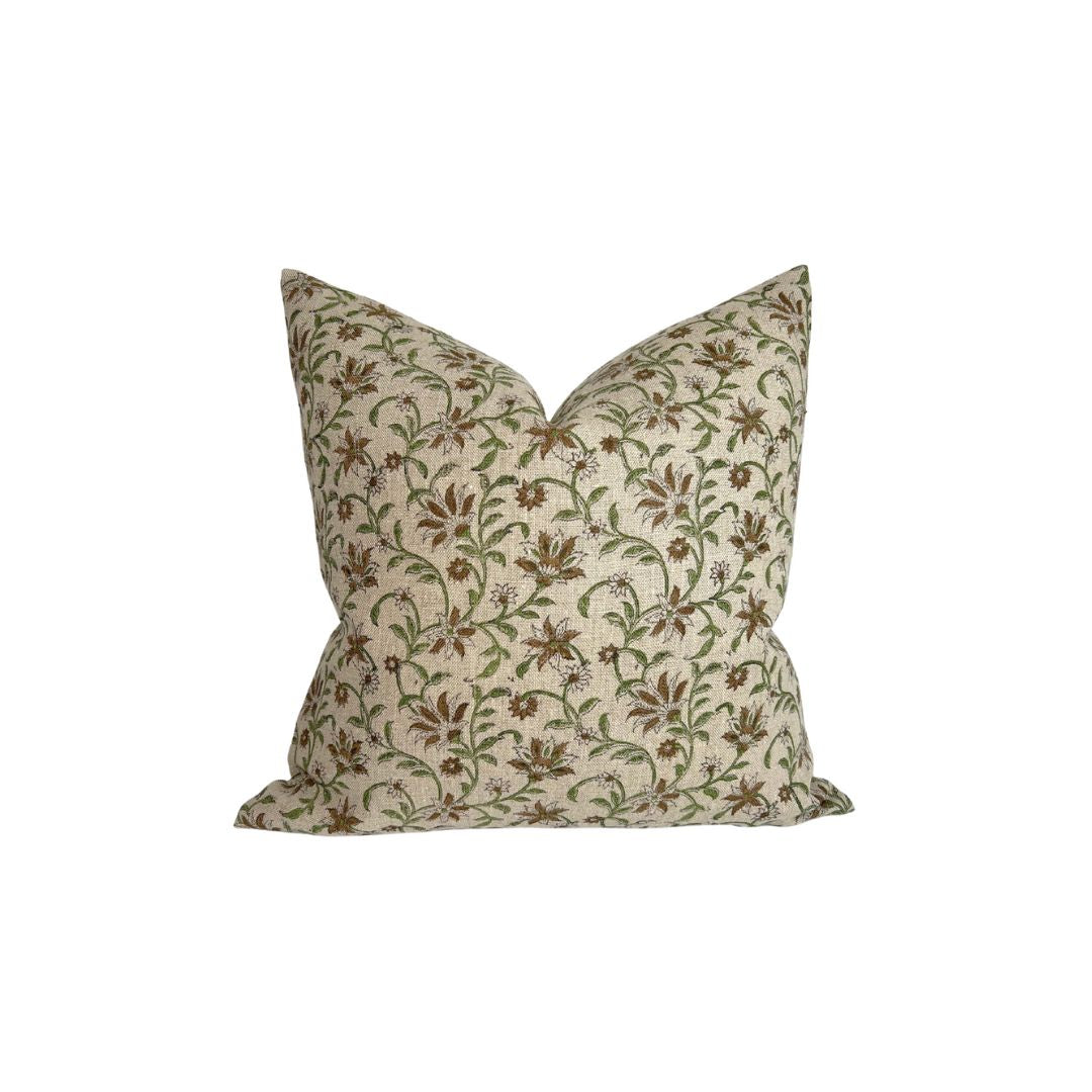 Vine Print Pillow Cover in Green
