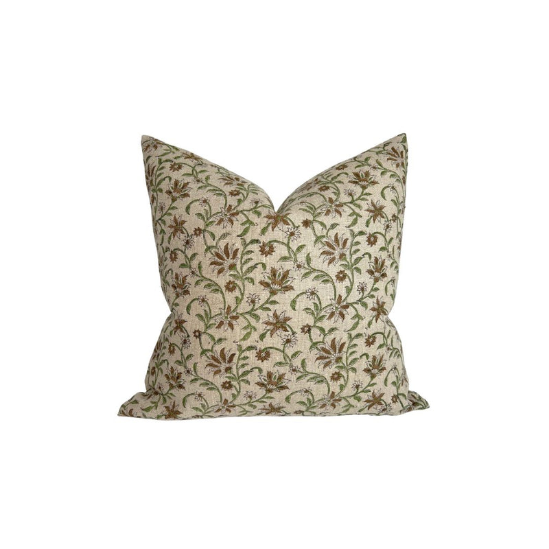 Vine Print Pillow Cover in Green