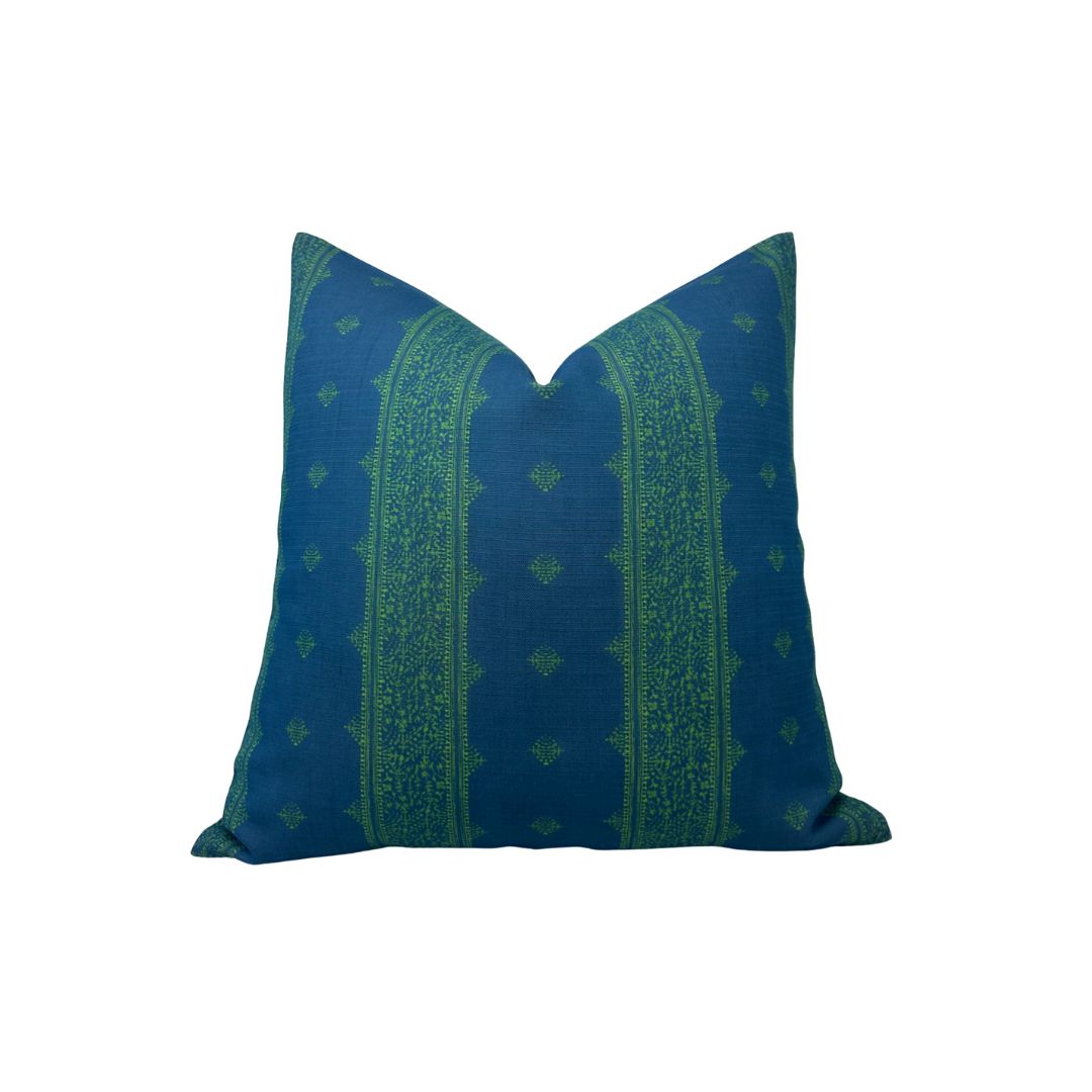 Peter Dunham Fez Pillow Cover in Green Indigo, Indoor Outdoor Pillow
