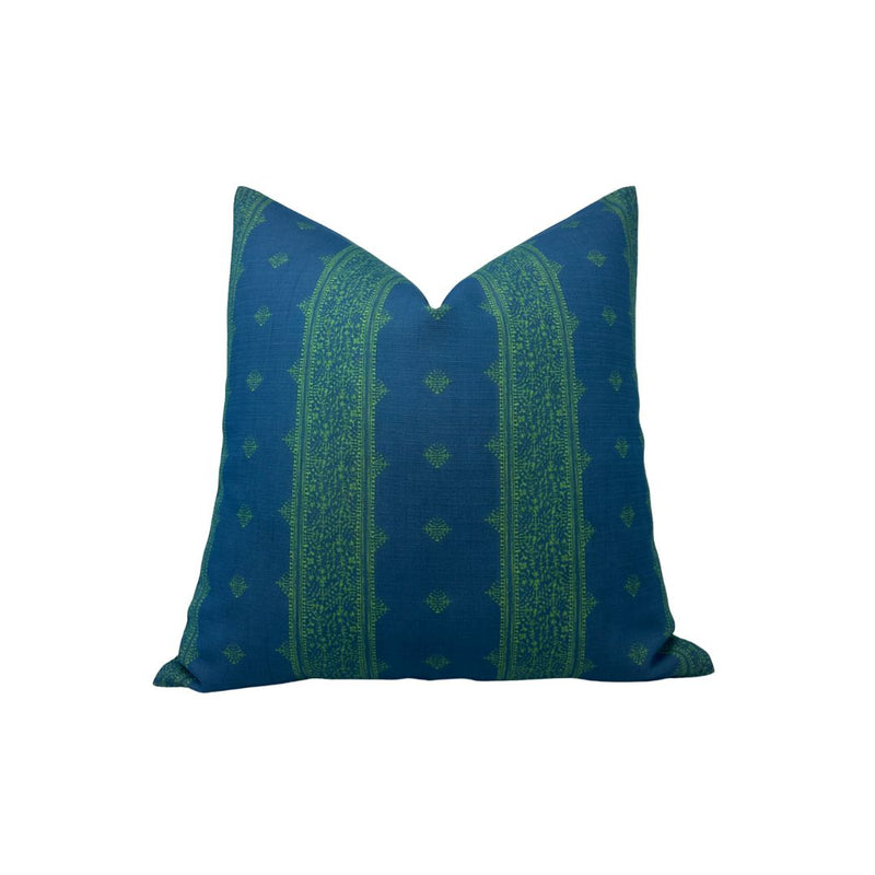 Peter Dunham Fez Pillow Cover in Green Indigo, Indoor Outdoor Pillow