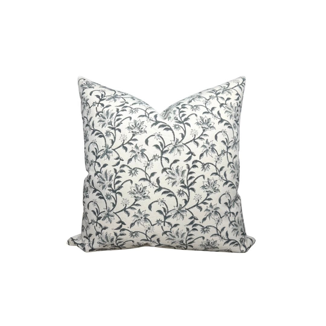 Vina Floral Print Pillow Cover in Indigo