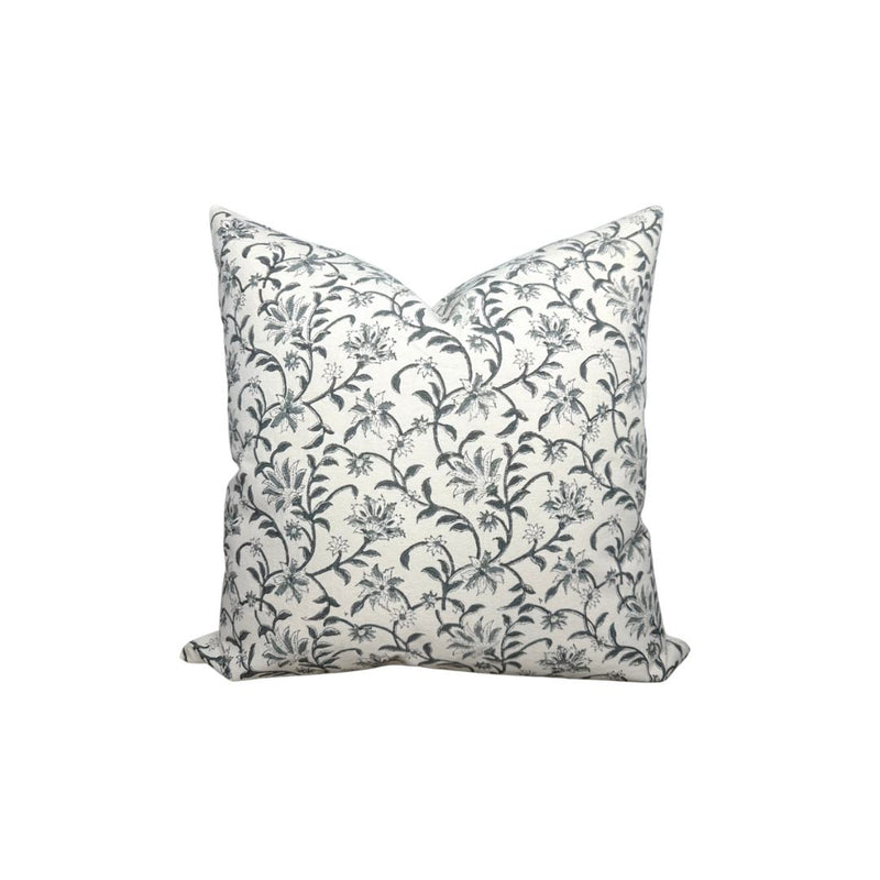 Vina Floral Print Pillow Cover in Indigo