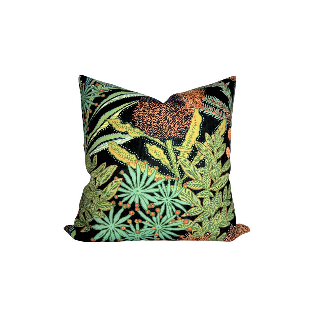 Protea Performance Pillow Cover in Black