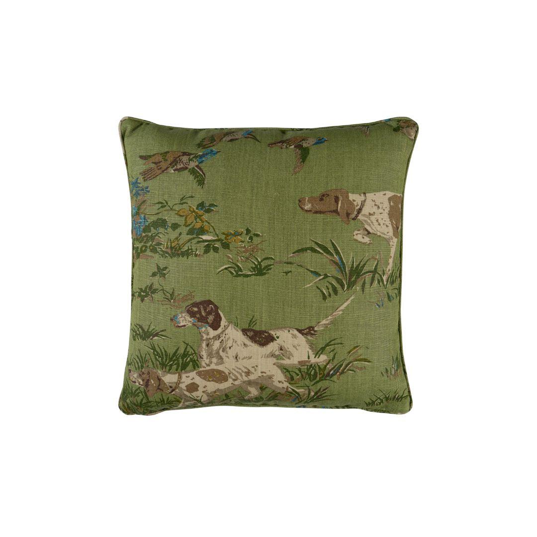 Pointers Pillow Cover in Meadow Green, Schumacher Textiles