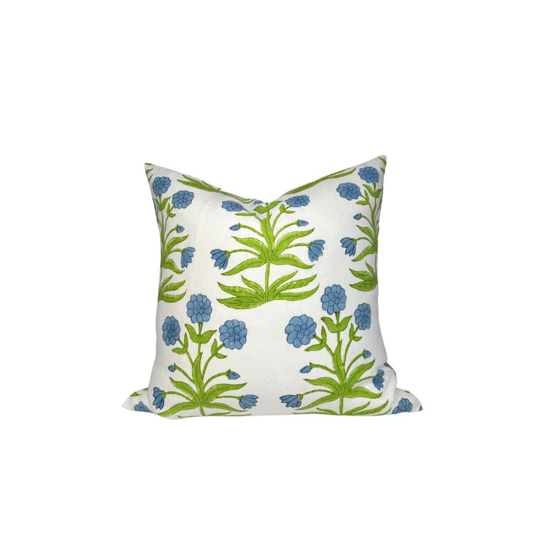 Mughal Pillow Cover in Sky Blue and Pistachio, Schumacher Textiles