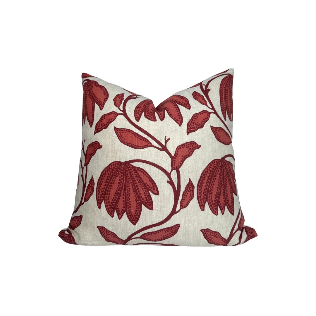 Desert Floral Pillow Cover in Sunbaked Red