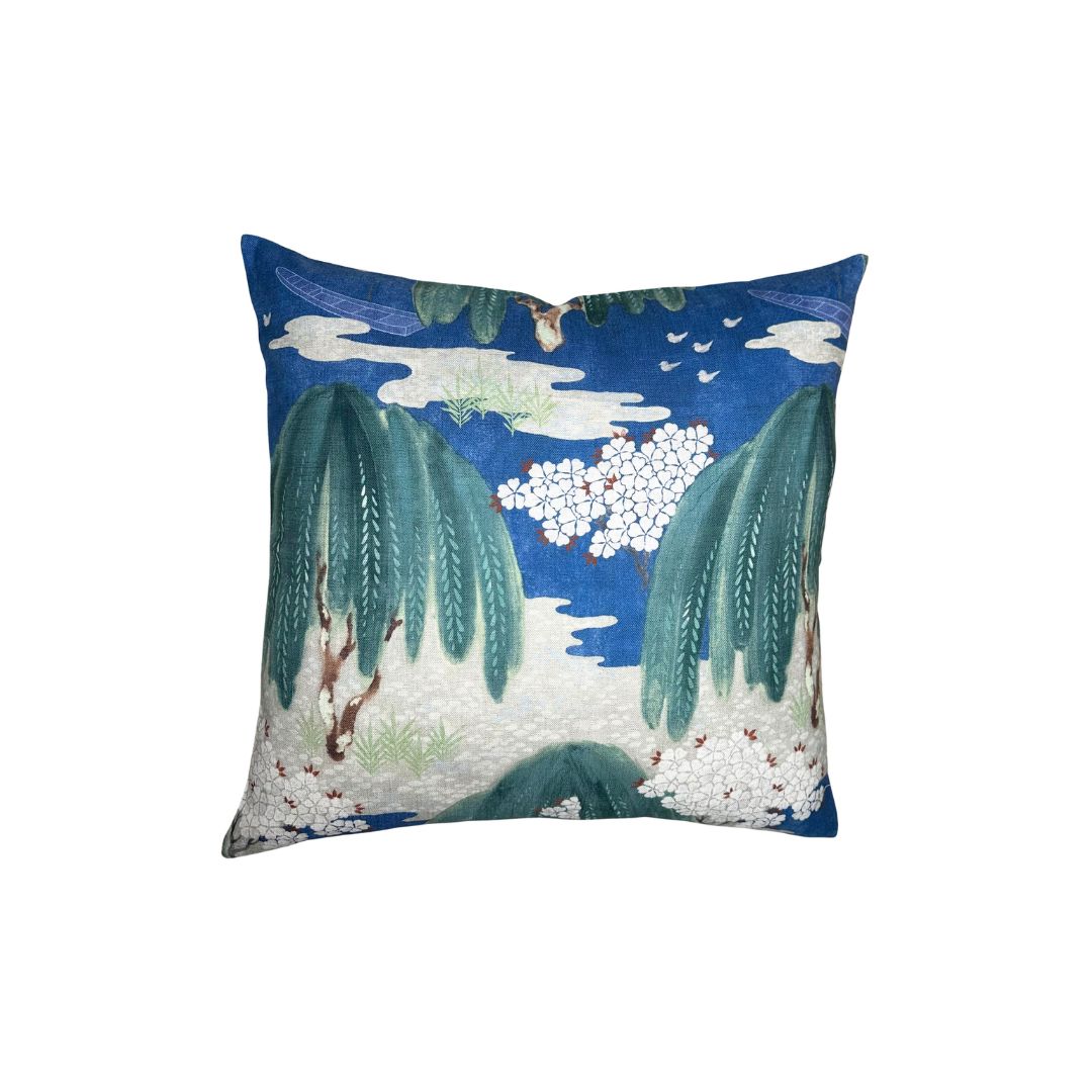 Willow Tree Pillow Cover in Navy