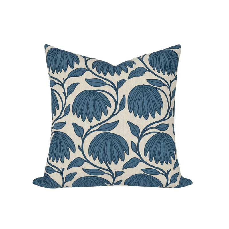 Desert Floral Pillow Cover in Mineral Blue