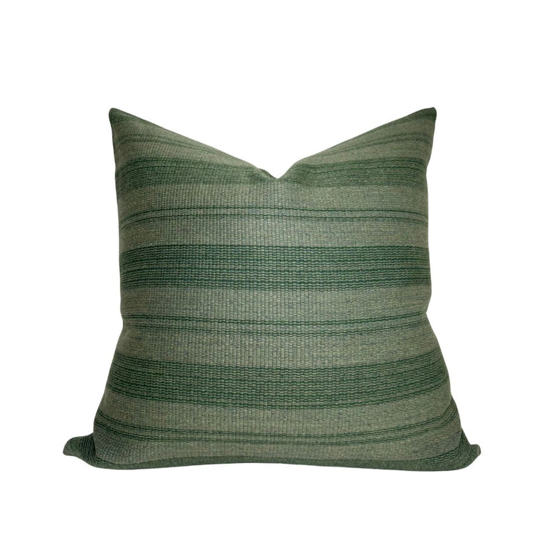Striped Woven Pillow Cover in Forest Green