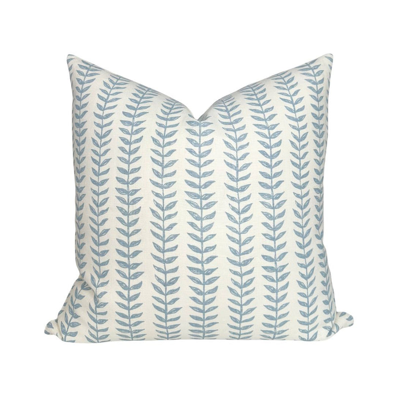 Willow Floral Linen Pillow Cover in Blue, Merika Meyer Textiles