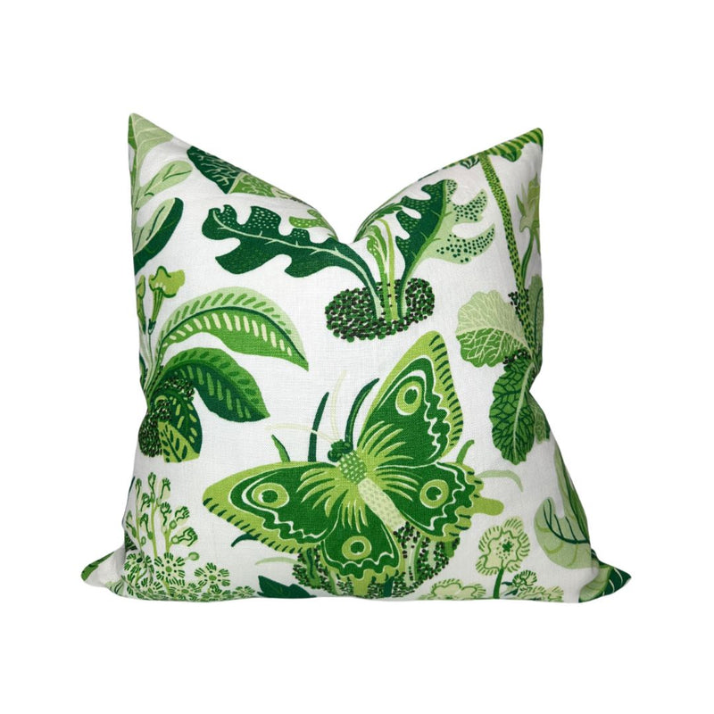 Exotic Butterfly Pillow Cover in Leaf Green, Schumacher Textiles