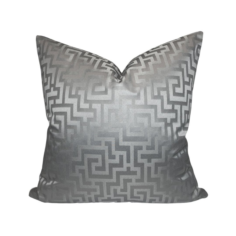 Greek Key Pillow Cover in Silver