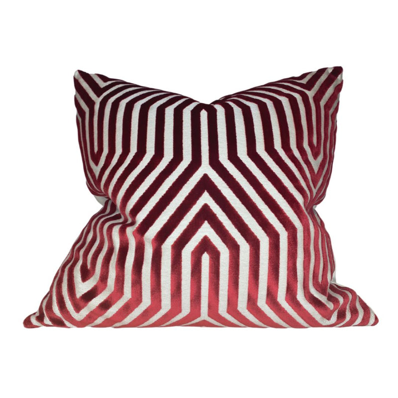 Vanderbilt Velvet Pillow Cover in Garnet Red, Schumacher Textiles