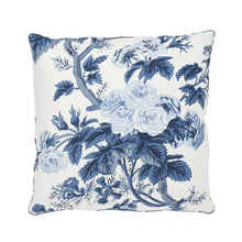 Pyne Hollyhock Pillow Cover in Indigo Blue, Schumacher Textiles