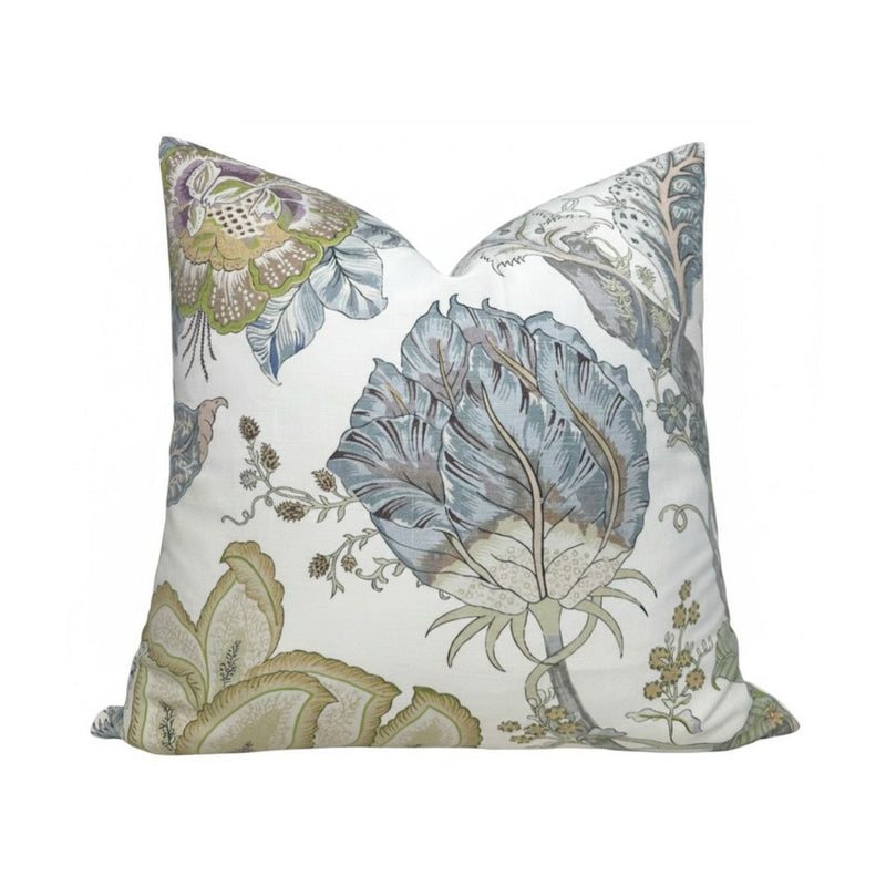 Kalamkari Pillow Cover in Aqua, Thibaut Pillows