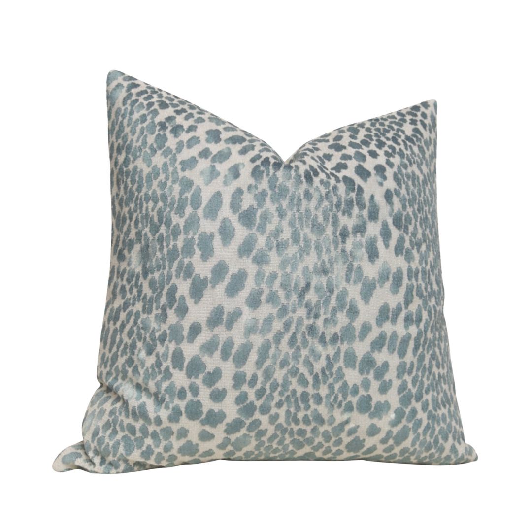 Spotted Velvet Pillow Cover in Marine