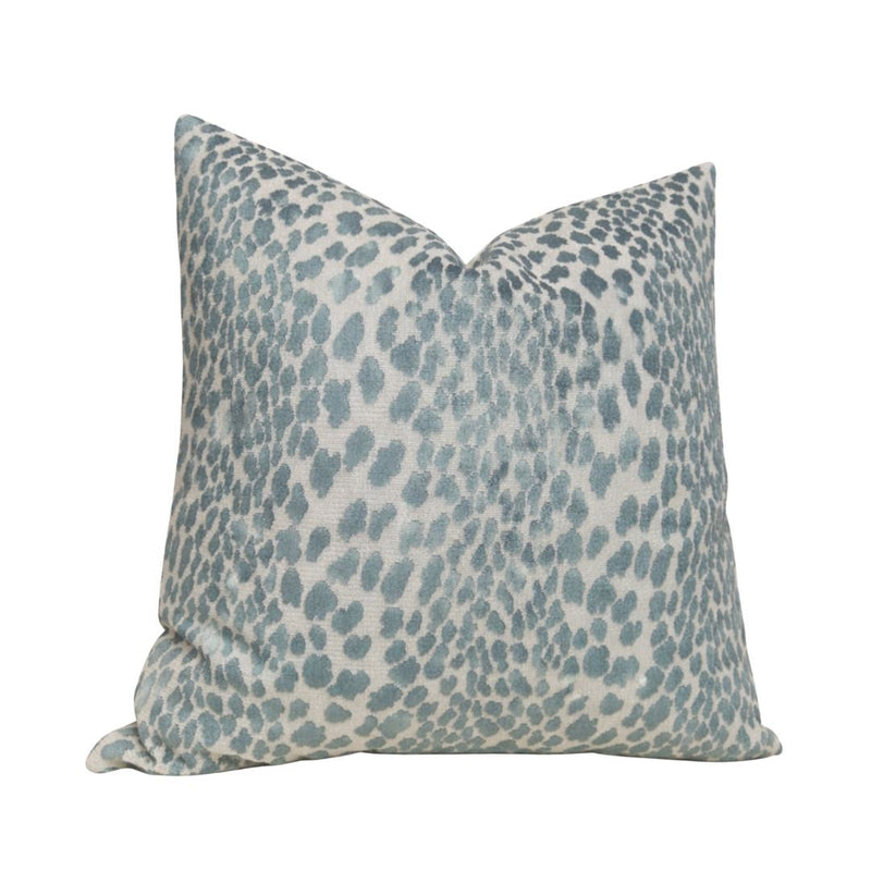 Spotted Velvet Pillow Cover in Marine