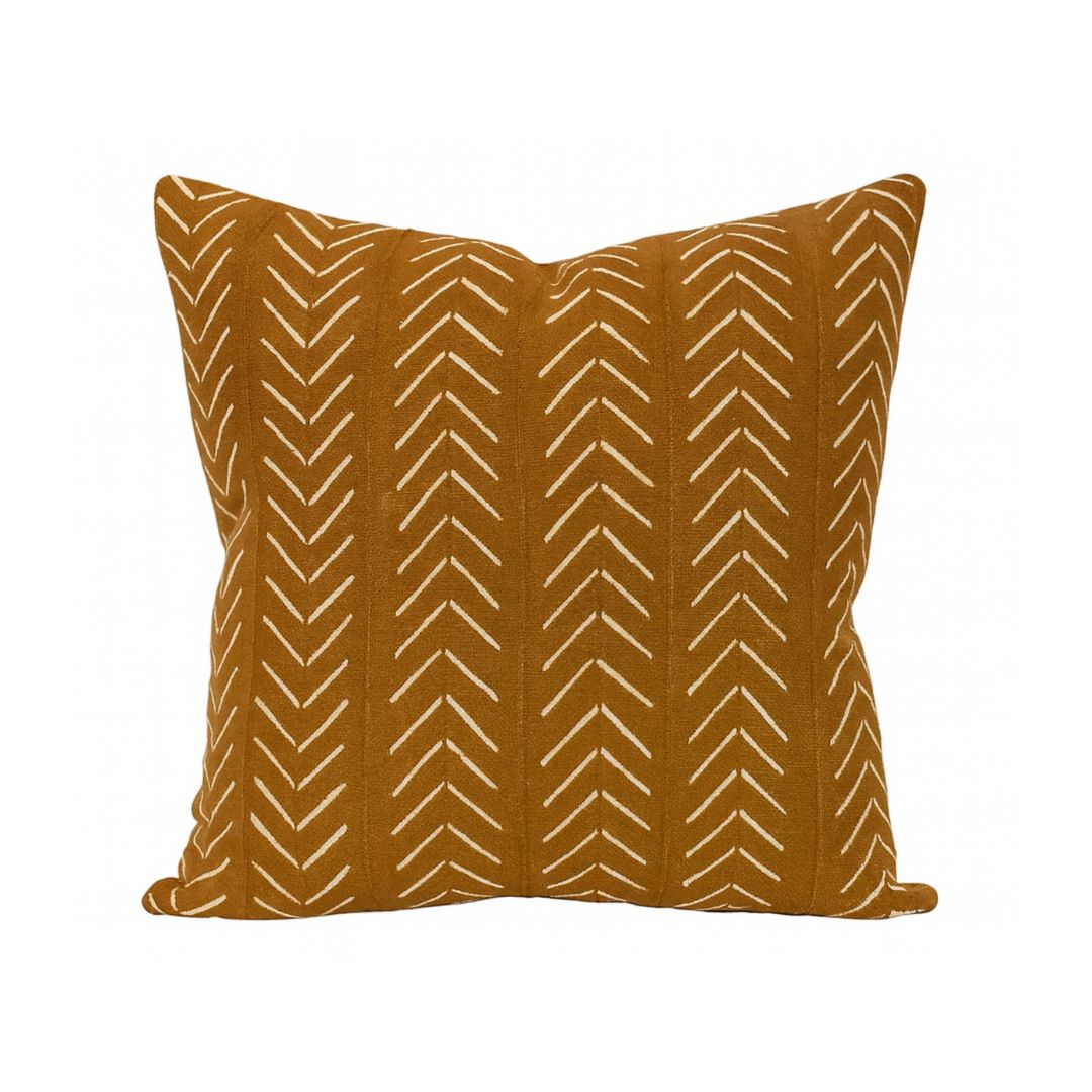Chevron Print Mudcloth Pillow Cover in Brown