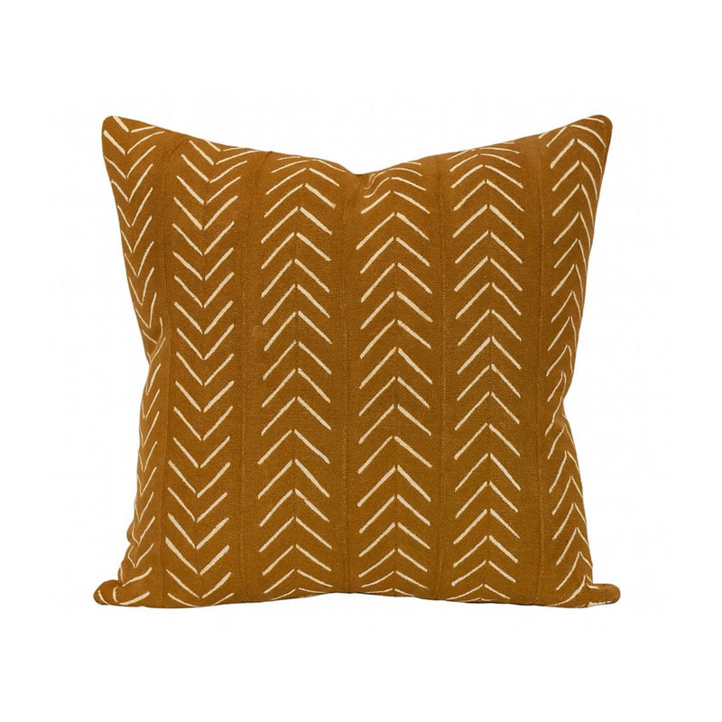 Chevron Print Mudcloth Pillow Cover in Brown