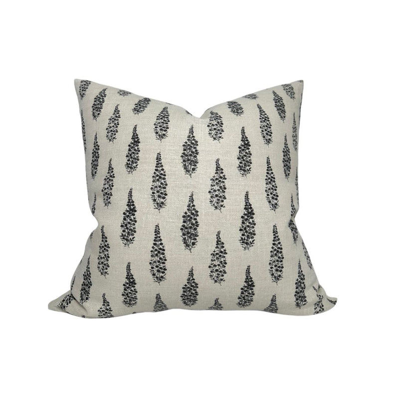 Hollyhock Pillow Cover in Jet, McLaurin + Piercy Textiles