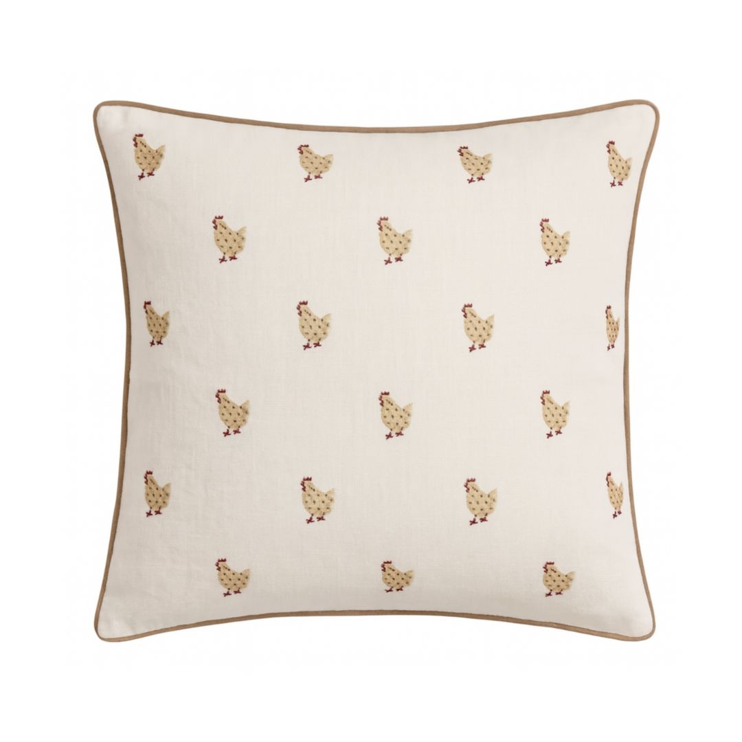Chicken Woven Pillow Cover in Ivory, Schumacher Textiles