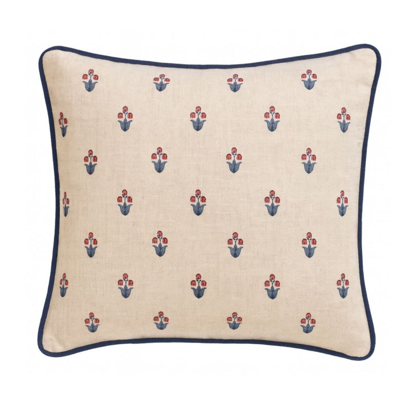 Moira Floral Pillow Cover in Red + Blue, Schumacher Textiles