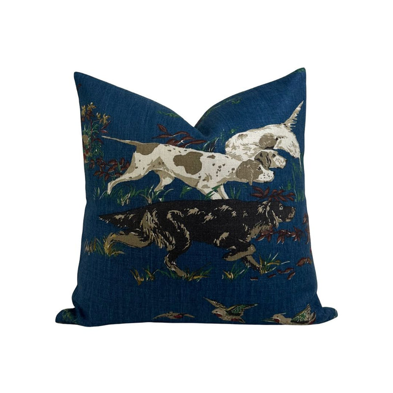 Pointers Pillow Cover in Navy Blue, Schumacher Textiles