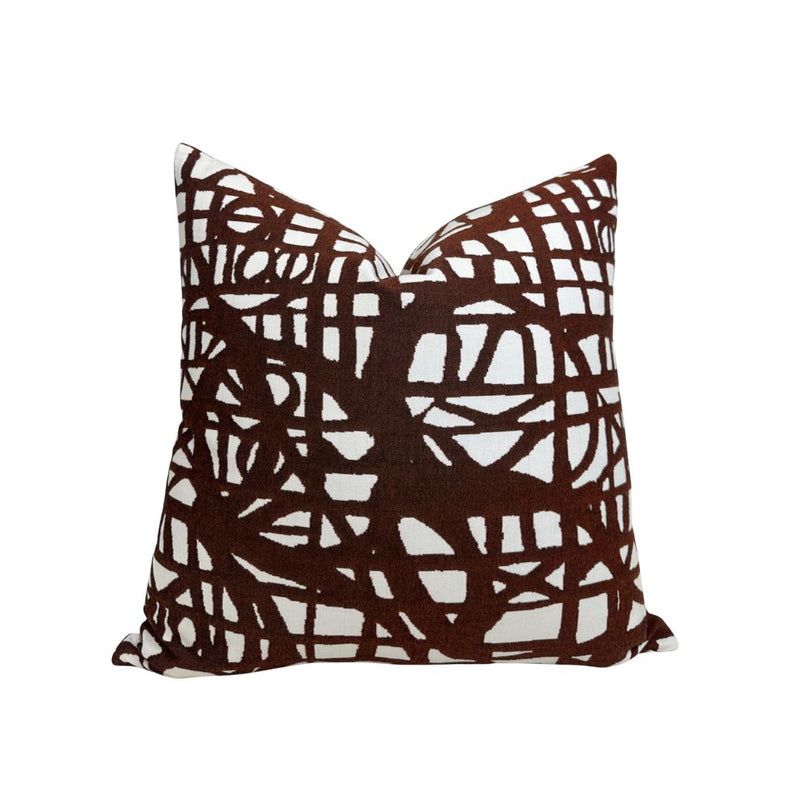 Ecriture Pillow Cover in Rust, Indoor Outdoor Pillow, Holly Hunt Textiles