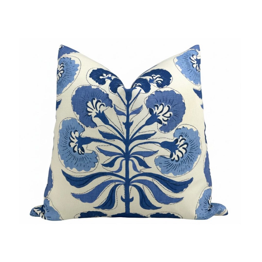 Tybee Tree Pillow Cover in Blue/Blue, Thibaut Pillows