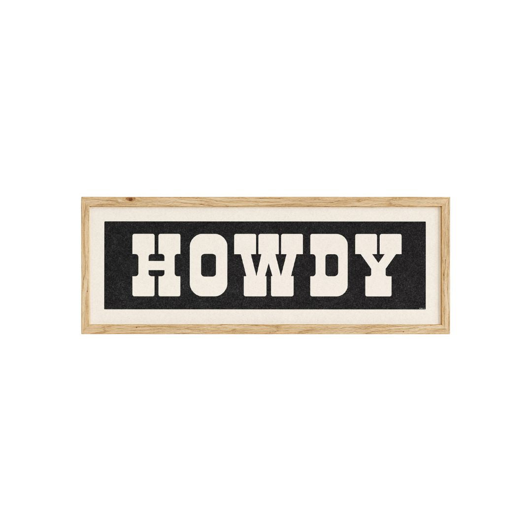 Framed HOWDY Sign Black & White Art Print