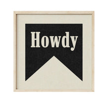 Howdy Black Banner Tab Typography Square Art Print