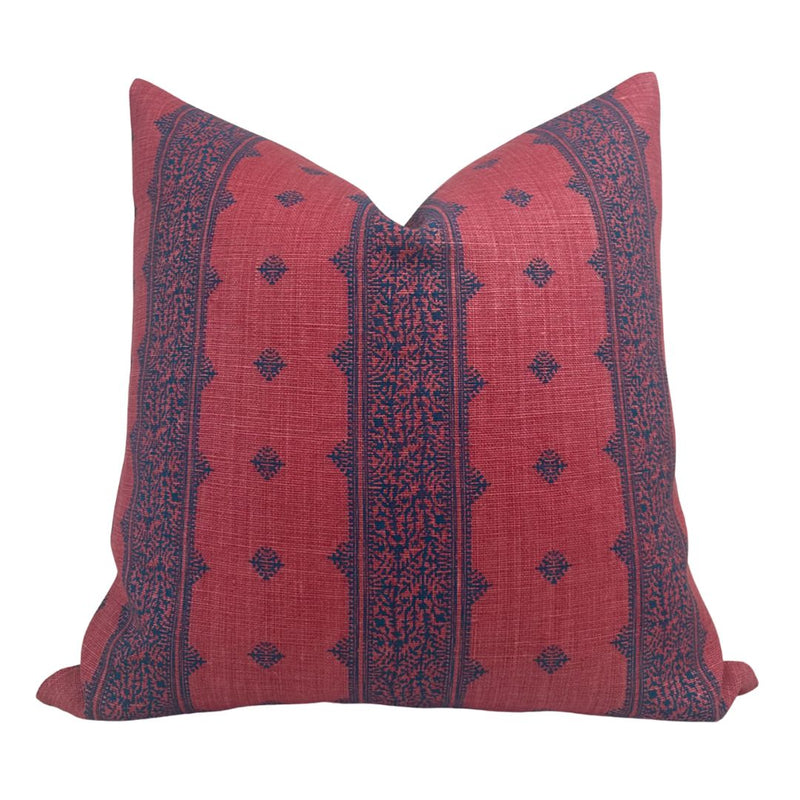 Fez Pillow Cover in Raspberry and Indigo, Peter Dunham Textiles