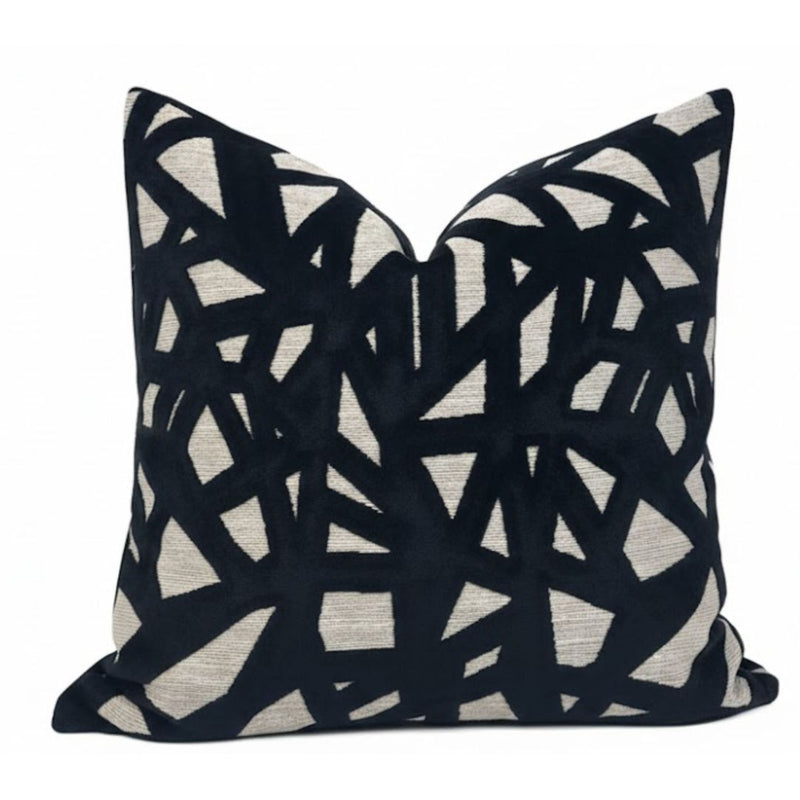Abstract Velvet Pillow Cover in Black, Kravet Woven Textiles