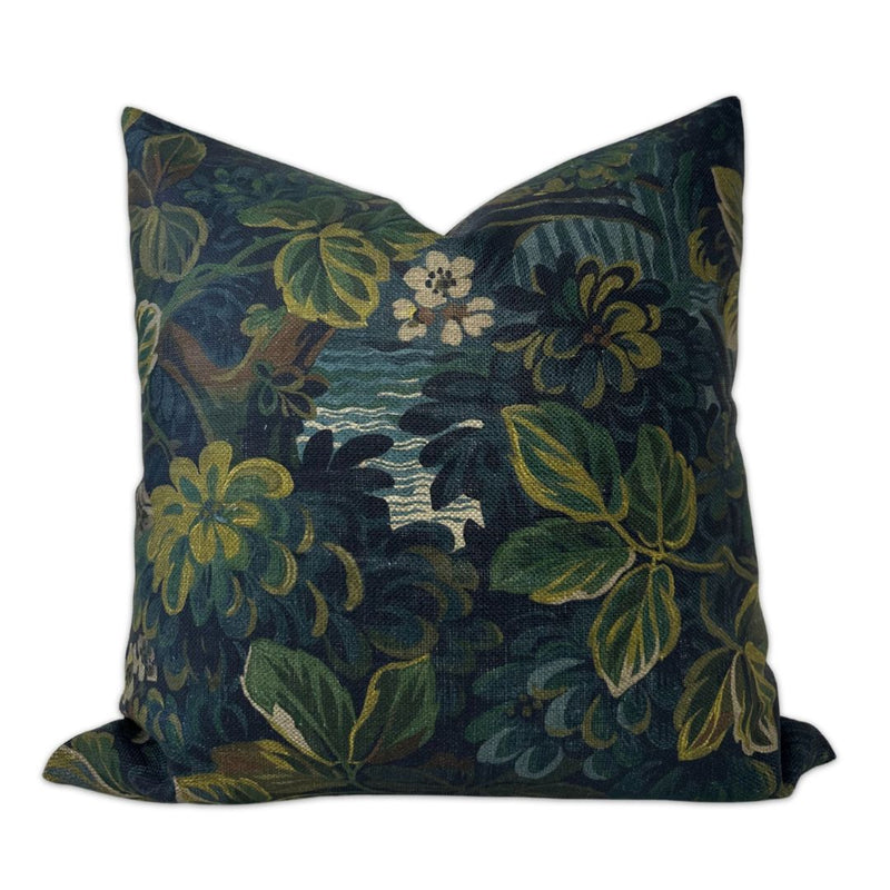 Night Garden Pillow Cover in Midnight Blue, Thibaut Pillows