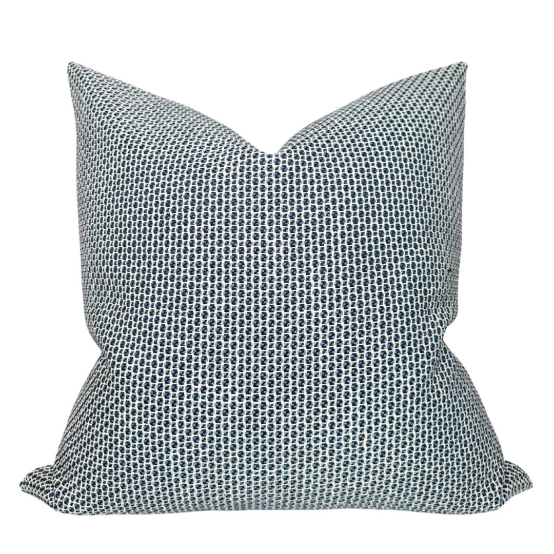 Gridded Woven Pillow Cover in Blue