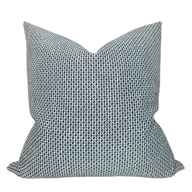 Gridded Woven Pillow Cover in Blue