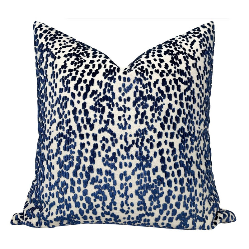 Les Touches Velvet Pillow Cover in Blue