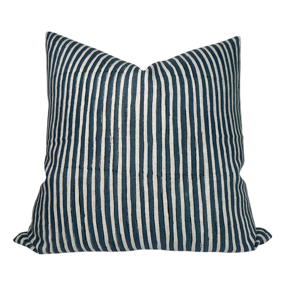 Ticking Pillow Cover in Indian Teal, Walter G Textiles